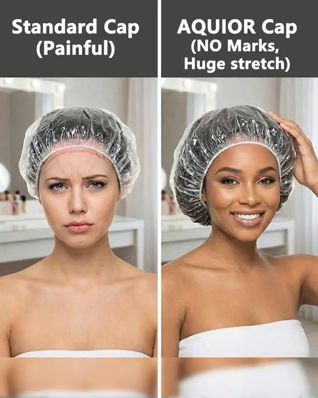 Alt view image 3 of 7 - Shower Cap Disposable,100 PCS Bath Caps Large Thick Clear Waterproof Plastic Elastic Hair Bath Caps for Women Deep Conditioning Hair Care Hotel Travel Essentials Accessories