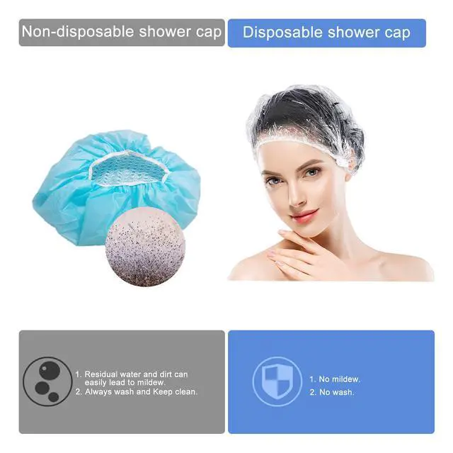 Alt view image 3 of 7 - 150 PCS Upgrade Disposable Shower Caps. Ceizioes Waterproof Hair Bath Caps. Thickening Shower Cap for Women Kids Girls. Hotel and Hair Salon. Travel Spa. Home Use Beauty Salon
