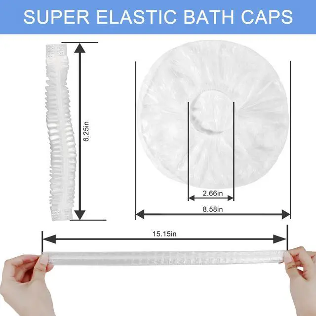 Alt view image 5 of 7 - 150 PCS Upgrade Disposable Shower Caps. Ceizioes Waterproof Hair Bath Caps. Thickening Shower Cap for Women Kids Girls. Hotel and Hair Salon. Travel Spa. Home Use Beauty Salon