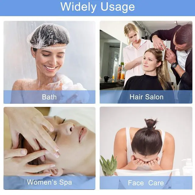 Alt view image 6 of 7 - 150 PCS Upgrade Disposable Shower Caps. Ceizioes Waterproof Hair Bath Caps. Thickening Shower Cap for Women Kids Girls. Hotel and Hair Salon. Travel Spa. Home Use Beauty Salon