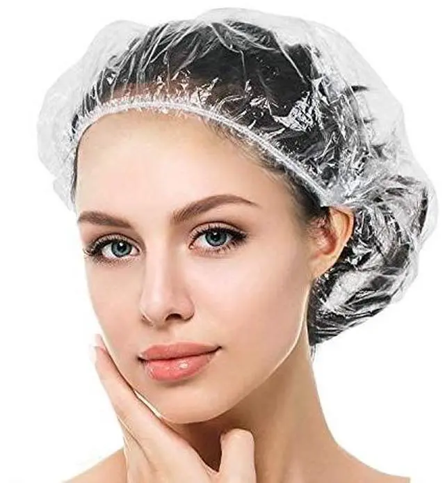 Main image of 30PCS Disposable Shower Caps, Plastic Clear Hair Cap Large Thick Waterproof Bath Caps for Women, Hotel Travel Essentials Accessories Deep Conditioning Hair Care Cleaning Supplies(17.3")