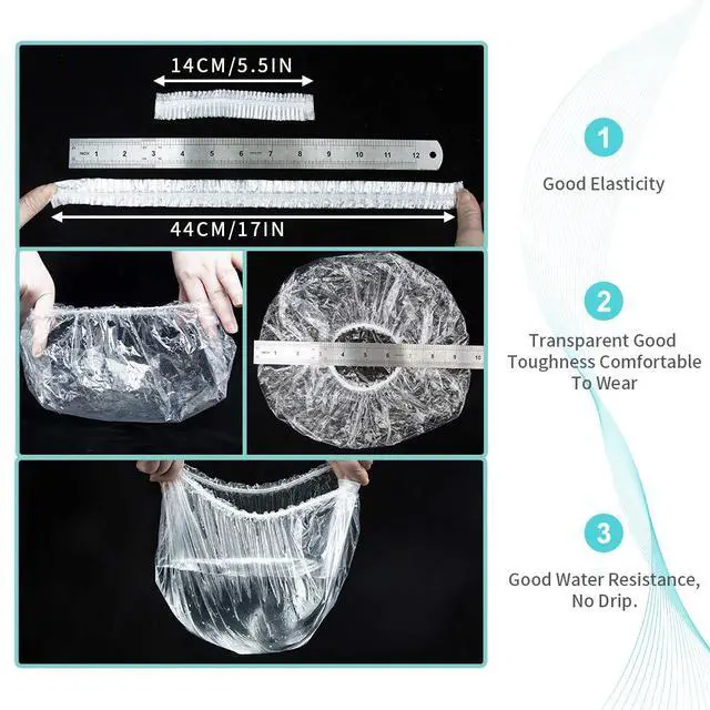Alt view image 4 of 7 - 50PCS Disposable Shower Caps, Plastic Clear Thickening Bath Hair Cap and Thick Waterproof Bath Caps for Hair Treatment, Spa, Hotel and Hair Solon, Home Use,Portable Travel