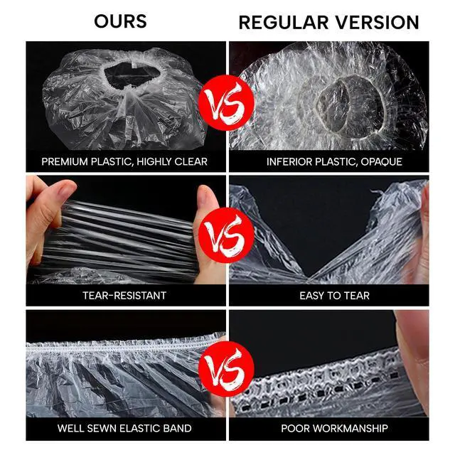 Alt view image 5 of 7 - Thick Large Disposable Shower Caps for Women, 50 Pack Clear