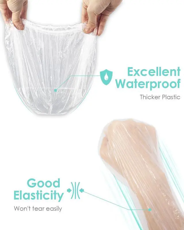 Alt view image 3 of 7 - Disposable Shower Cap, 100 PCS Hair Cap Thickening Clear Plastic Waterproof Bath Caps for Hair Treatment, Spa Salon Hotel and Home Use, Portable Travel(17.3)