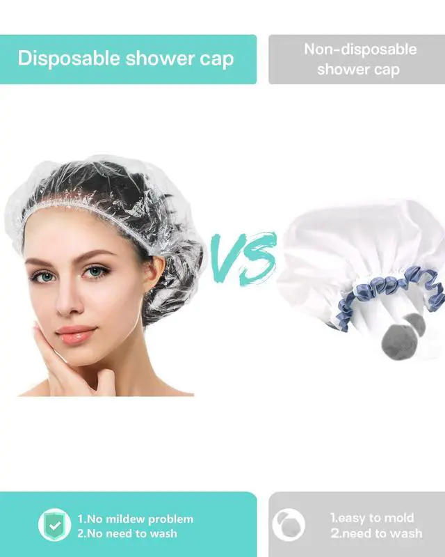 Alt view image 4 of 7 - Disposable Shower Cap, 100 PCS Hair Cap Thickening Clear Plastic Waterproof Bath Caps for Hair Treatment, Spa Salon Hotel and Home Use, Portable Travel(17.3)