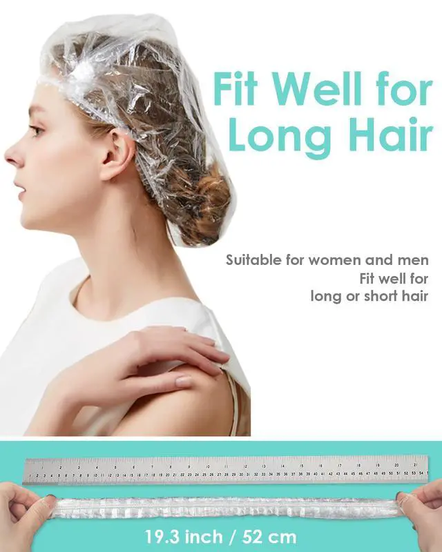Alt view image 2 of 7 - 30PCS Disposable Shower Caps, Individually Wrapped Larger & Thicker Waterproof Shower Caps, Plastic Hair Caps for Women, Spa, Home Use, Hotel and Hair Salon, Portable Travel