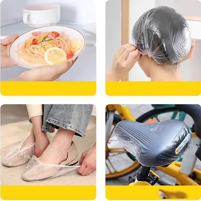 Alt view image 6 of 7 - 100 PCS Disposable Shower Caps Thickened Waterproof Hair Bath Caps for Women Men Girls Travel Spa Hotel Home Use Salon - Multi-Purpose Elastic Plastic Clear Shower Caps, Essentials Accessories(20.5")