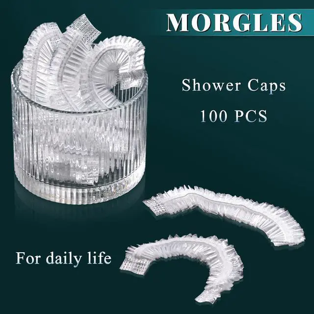 Alt view image 2 of 7 - 100Pcs 19.7-Inch Clear Large Plastic Disposable Shower Caps