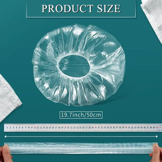 Alt view image 3 of 7 - 100Pcs 19.7-Inch Clear Large Plastic Disposable Shower Caps