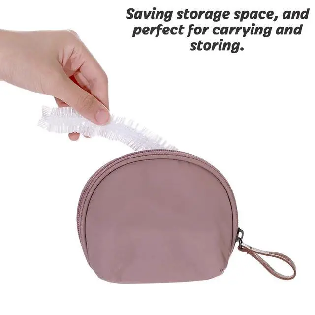 Alt view image 5 of 5 - 200PCS Disposable Shower Caps Bulk 16" Plastic Clear Hair Cap Elastic Waterproof Bath Caps for Women Hair Care Cleaning Supplies Spa Hotel and Hair Salon Home Use Travel Accessories