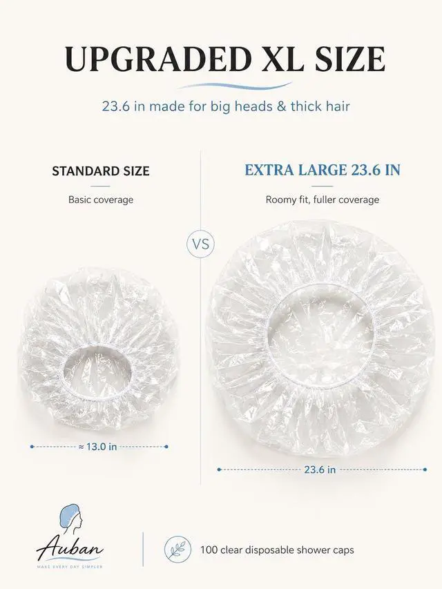 Alt view image 2 of 7 - Disposable Shower Caps 80PCS Extra Large 23.6" Plastic Clear Hair Cap