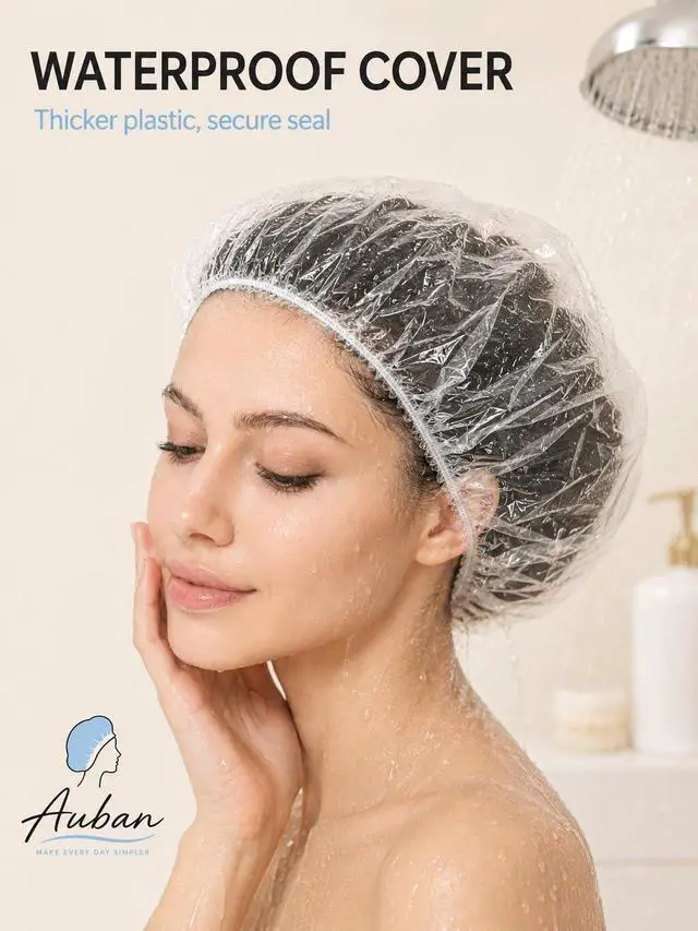 Alt view image 6 of 7 - Disposable Shower Caps 80PCS Extra Large 23.6" Plastic Clear Hair Cap