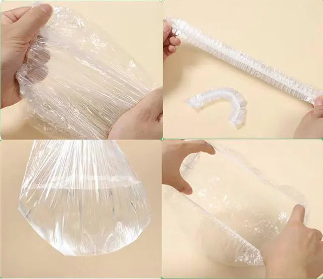 Alt view image 4 of 7 - 200 PCS Disposable Shower Caps Plastic Clear Hair Cap Elastic Waterproof Hair Bath Caps Thickening Shower Cap for Women Men Kids Girls Hotel and Hair Salon Travel Spa Home Use Beauty Salon Accessories