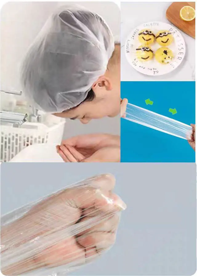 Alt view image 7 of 7 - 200 PCS Disposable Shower Caps Plastic Clear Hair Cap Elastic Waterproof Hair Bath Caps Thickening Shower Cap for Women Men Kids Girls Hotel and Hair Salon Travel Spa Home Use Beauty Salon Accessories