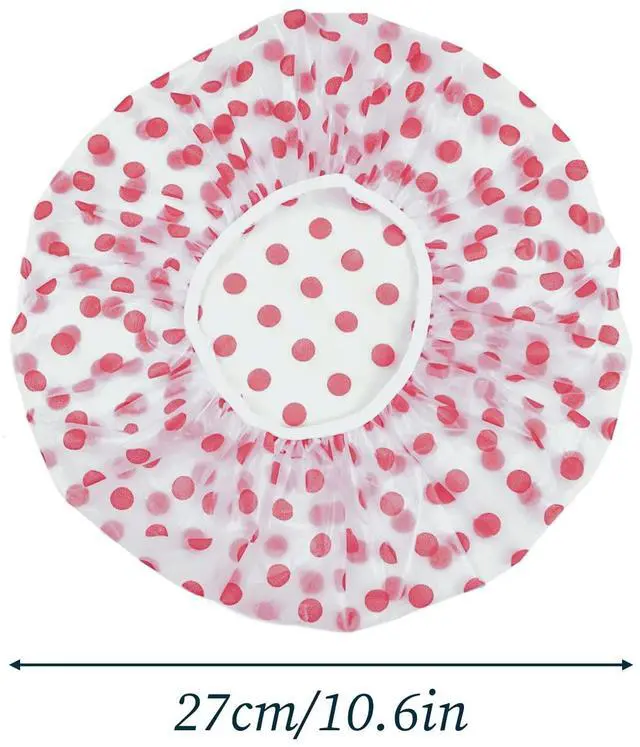 Alt view image 3 of 6 - 3PCS Shower Caps, Elastic Reusable Waterproof Plastic Shower Cap for Women