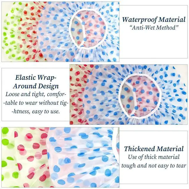 Alt view image 4 of 6 - 3PCS Shower Caps, Elastic Reusable Waterproof Plastic Shower Cap for Women