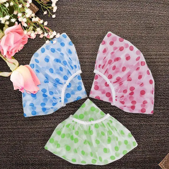 Alt view image 6 of 6 - 3PCS Shower Caps, Elastic Reusable Waterproof Plastic Shower Cap for Women