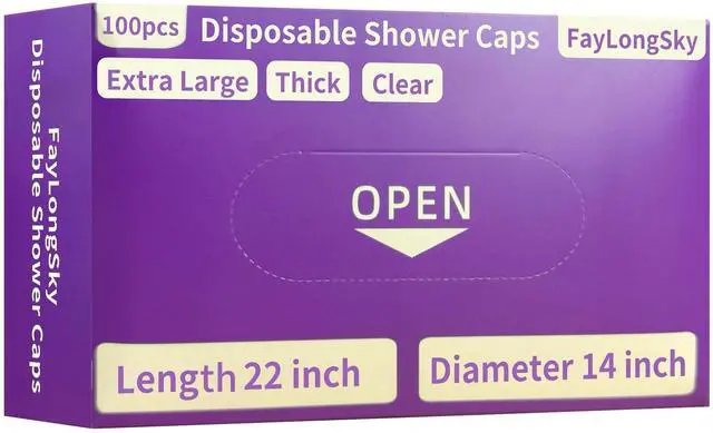 Main image of 100PCS Boxed Disposable Shower Caps - Extra Large Thick Clear