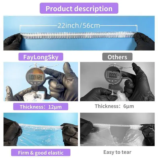 Alt view image 3 of 7 - 100PCS Boxed Disposable Shower Caps - Extra Large Thick Clear