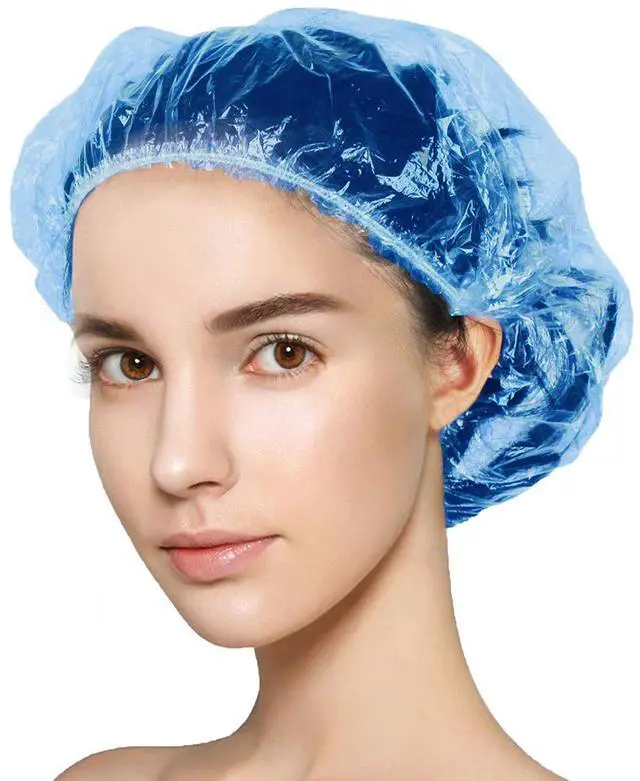 Main image of Thick Large Disposable Shower Caps for Women, 110 Pack Clear