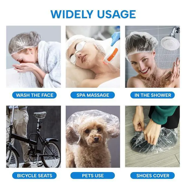Alt view image 6 of 7 - Thick Large Disposable Shower Caps for Women, 110 Pack Clear