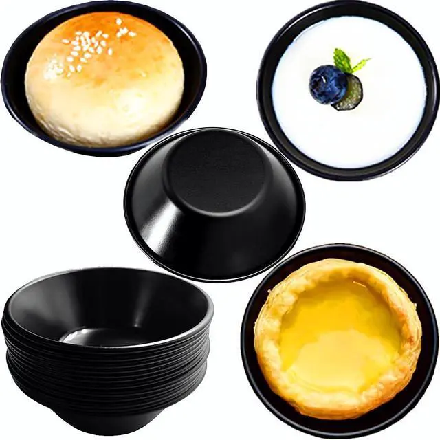 Main image of 12-Pack 3.27 Inch Egg Tart Mold Mini Pies Cupcake Bread Muffin Pan Nonstick Carbon Steel Round Oven Baking Mousse Quiche and Desserts Mould