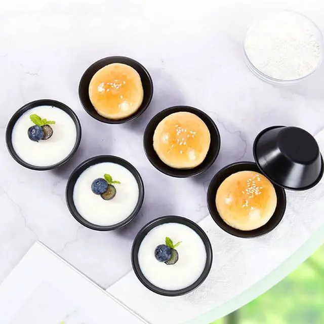Alt view image 3 of 7 - 12-Pack 3.27 Inch Egg Tart Mold Mini Pies Cupcake Bread Muffin Pan Nonstick Carbon Steel Round Oven Baking Mousse Quiche and Desserts Mould