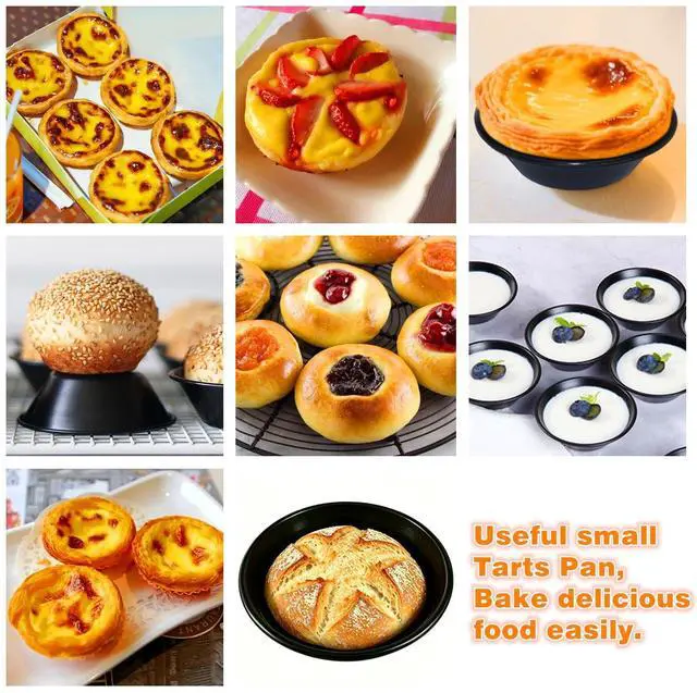 Alt view image 6 of 7 - 12-Pack 3.27 Inch Egg Tart Mold Mini Pies Cupcake Bread Muffin Pan Nonstick Carbon Steel Round Oven Baking Mousse Quiche and Desserts Mould