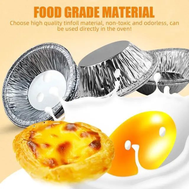 Alt view image 3 of 7 - 100 PCS Mini Pie Pans, Aluminum Foil Disposable Egg Tart Molds, Mini Tart Pans for Baking, Mini Tart Shells for Making Cupcake, Quiche Pie, Caramel Pudding
