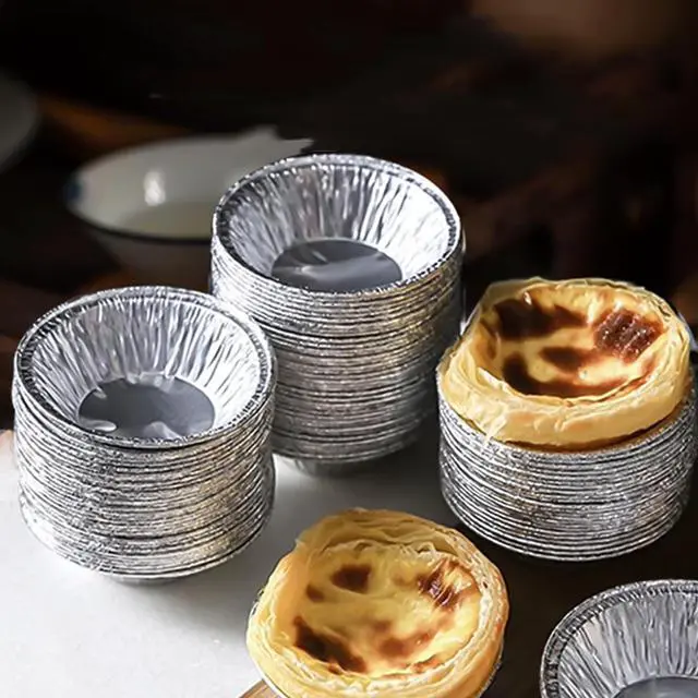 Alt view image 4 of 7 - 100 PCS Mini Pie Pans, Aluminum Foil Disposable Egg Tart Molds, Mini Tart Pans for Baking, Mini Tart Shells for Making Cupcake, Quiche Pie, Caramel Pudding