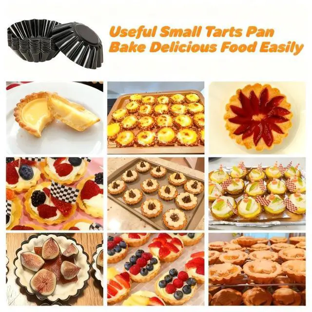 Alt view image 5 of 7 - 12-Pack 3 Inch Nonstick Mini Tart Pans Fluted Side for Pies Pan Round Deep Quiche Mold Heavy Duty Carbon Steel Baking Cupcake Egg Tarts Mousse Cakes Fruit and Desserts Molds for Oven