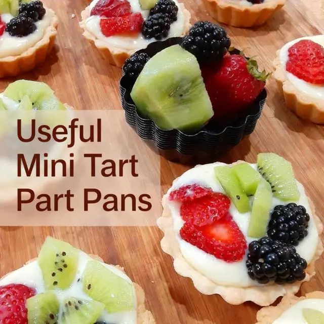 Alt view image 7 of 7 - 12-Pack 3 Inch Nonstick Mini Tart Pans Fluted Side for Pies Pan Round Deep Quiche Mold Heavy Duty Carbon Steel Baking Cupcake Egg Tarts Mousse Cakes Fruit and Desserts Molds for Oven