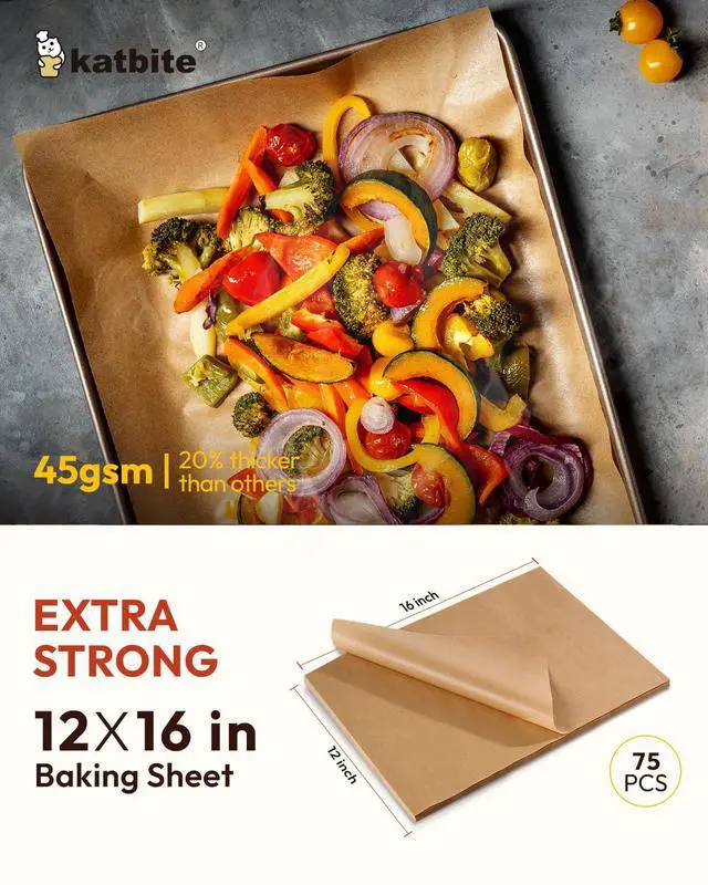 Alt view image 3 of 7 - Parchment Paper Baking Sheets, 75 Pcs 12x16 Inch Brown, Heavy Duty