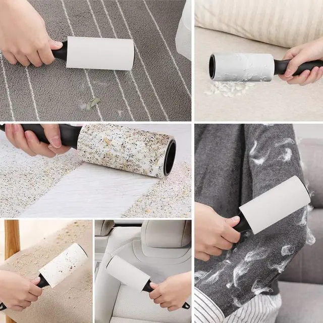 Alt view image 5 of 7 - Lint Roller for Pet Hair - 480 Sheets, 4 Handles & 8 Refills, Easy-Peel Diagonal Cut, Strong Adhesive for Clothes, Furniture, Car, Dog & Cat Hair Remover