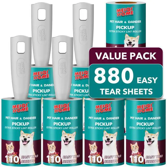 Main image of Lint Rollers for Pet Hair Extra Sticky, 880 Sheets Mega Value Set Lint Roller with 4 Upgraded Handles, 8 Rollers Portable Pet Lint Remover for Clothes, Furniture, Carpet, Dog & Cat Hair Removal