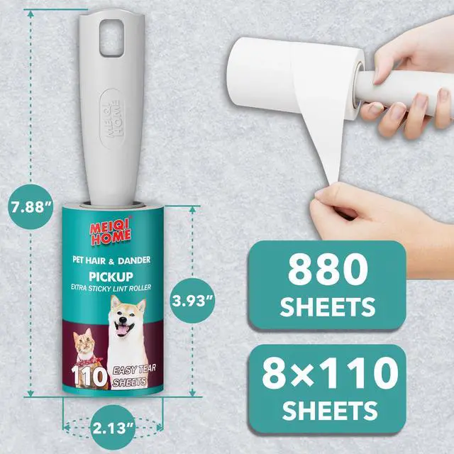 Alt view image 6 of 6 - Lint Rollers for Pet Hair Extra Sticky, 880 Sheets Mega Value Set Lint Roller with 4 Upgraded Handles, 8 Rollers Portable Pet Lint Remover for Clothes, Furniture, Carpet, Dog & Cat Hair Removal