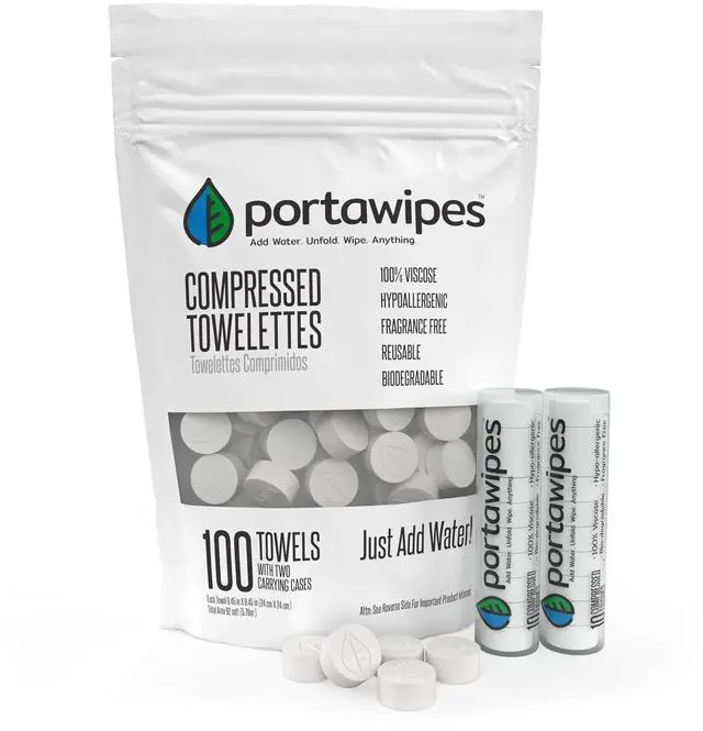 Main image of Coin Tissues | 100 Pack with 2 Carrying Cases | Toilet Paper Tablets | Compressed Towels | Expandable Wipes | Soft & Odor Free