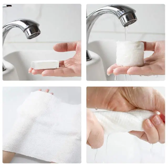 Alt view image 3 of 5 - Disposable Towel Thicker Style Magic Compressed Towel Large Size Coin Tissue Portable Washcloth Reusable for Travel Camping Hiking Outdoor Sports Beauty Salon
