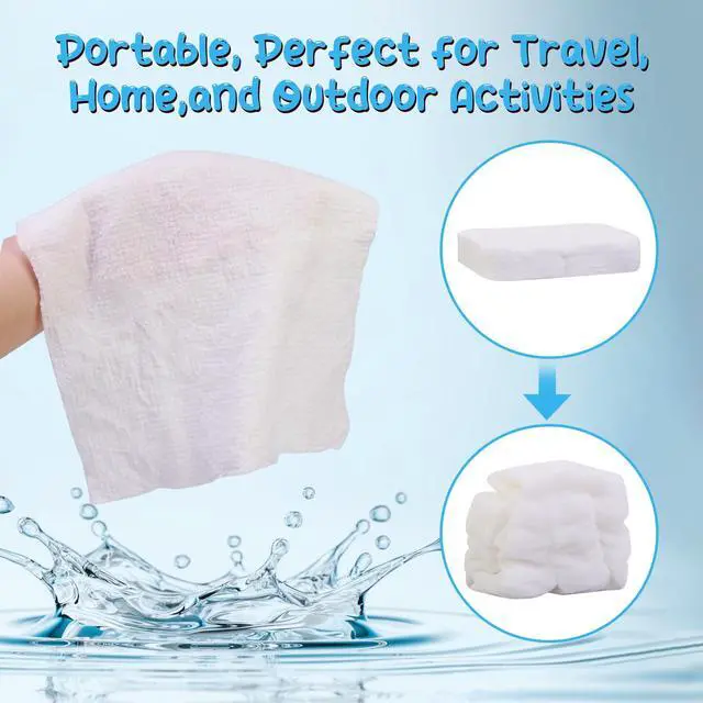 Alt view image 5 of 7 - Premium Compressed Towels (50-Pack) - 9.4" x 11.8" Individually Wrapped Coin Tissues, Portable Towels for Travel, Hiking, Gym, Spa, Beauty Salon, Makeup, Baby Care, Outdoor Use