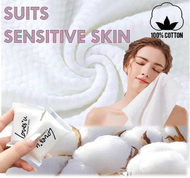 Alt view image 7 of 7 - Disposable Travel Washcloths, 40pcs, Pure Cotton, Large Thick