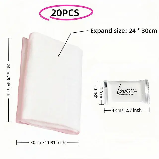 Alt view image 2 of 7 - 20 Pack Compressed Towels, Large 11.8x9.45 Reusable Travel Towels for Camping, Gym, Hotel - Quick Expand, Soft & Portable, Eco-Friendly