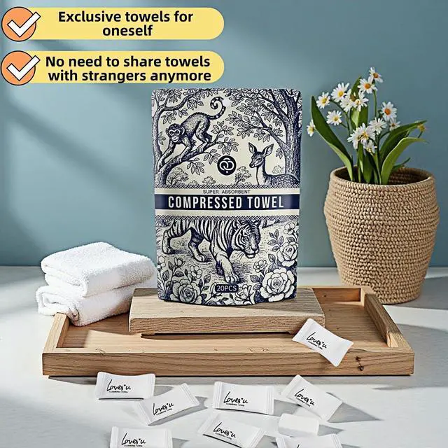 Alt view image 7 of 7 - 20 Pack Compressed Towels, Large 11.8x9.45 Reusable Travel Towels for Camping, Gym, Hotel - Quick Expand, Soft & Portable, Eco-Friendly