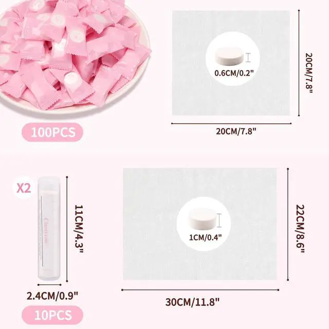 Alt view image 2 of 7 - Compressed Towel 120 PCS with 2 Carrying Cases,Disposable Mini Tablets Portable Face Towel Cotton Coin Tissue for Travel, Camping, Hiking, Sport, Home Hand Wipes, Outdoor Activities (Pink)
