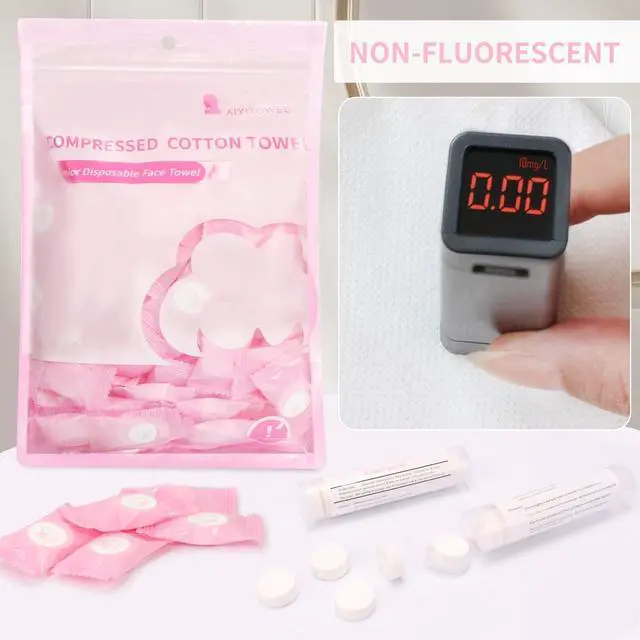 Alt view image 5 of 7 - Compressed Towel 120 PCS with 2 Carrying Cases,Disposable Mini Tablets Portable Face Towel Cotton Coin Tissue for Travel, Camping, Hiking, Sport, Home Hand Wipes, Outdoor Activities (Pink)