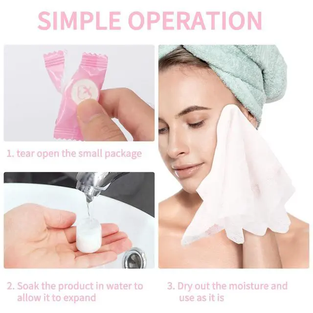 Alt view image 6 of 7 - Compressed Towel 120 PCS with 2 Carrying Cases,Disposable Mini Tablets Portable Face Towel Cotton Coin Tissue for Travel, Camping, Hiking, Sport, Home Hand Wipes, Outdoor Activities (Pink)
