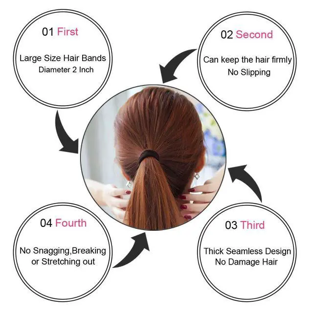 Alt view image 3 of 7 - Hair Bands Hair ties for Thick Hair 100PCS Seamless Cotton Simply Ponytail Holders Headband Scrunchies Hair Accessories No Crease Damage (Neutral Colors)
