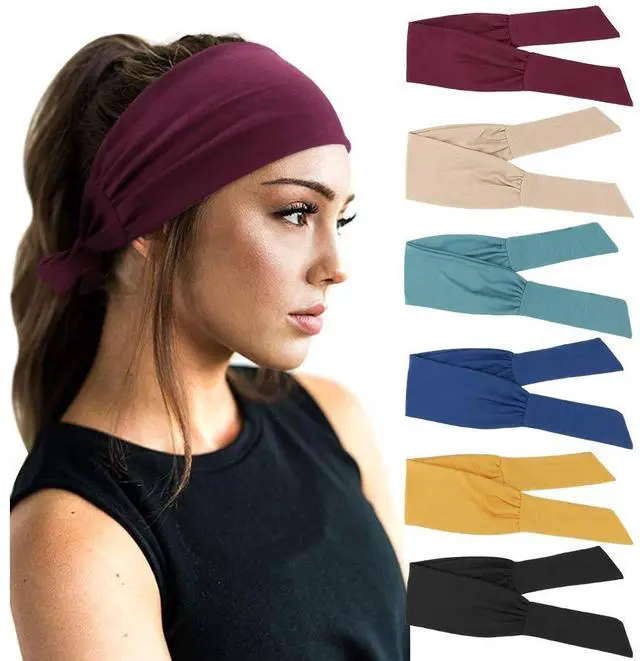Main image of 6 PCS Adjustable Headbands for Women Knotted Headbands Elastic Non-Slip Fashion Hair Bands for Workout Sports Running Yoga