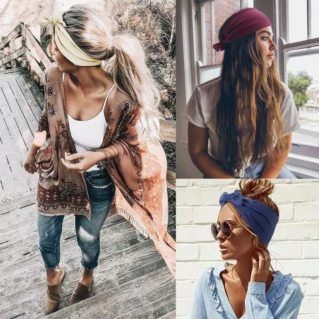 Alt view image 7 of 7 - 6 PCS Adjustable Headbands for Women Knotted Headbands Elastic Non-Slip Fashion Hair Bands for Workout Sports Running Yoga