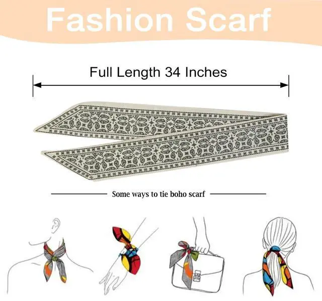 Alt view image 2 of 7 - 4Pcs Fashion Scarves for Women, Multifunctional Satin Scarf for Bag