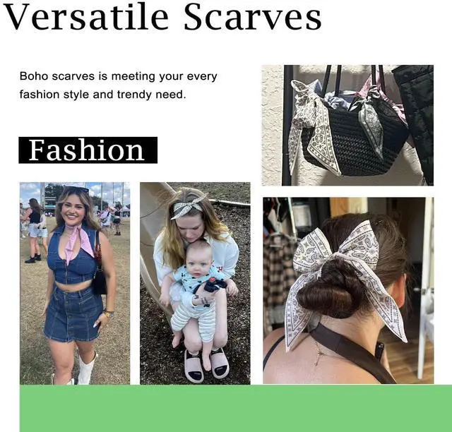 Alt view image 3 of 7 - 4Pcs Fashion Scarves for Women, Multifunctional Satin Scarf for Bag